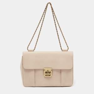 Pre Owned Chloe Beige Leather Large Elsie Shoulder Bag