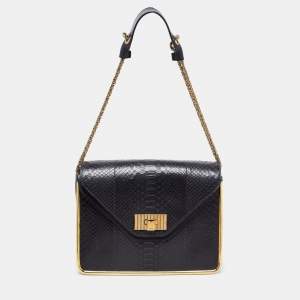 Chloé Black Python Leather Medium Sally Shoulder Bag
