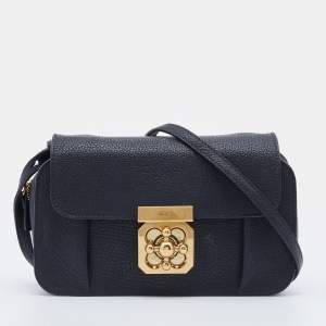 Pre Owned Chloé Black Leather Mini Elsie Crossbody Bag