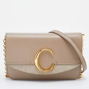 Pre Owned Chloe Beige Leather And Suede Shoulder Bag