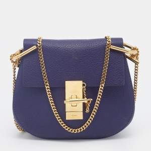 Chloe Purple Leather Small Drew Crossbody Bag