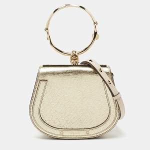 Pre Owned Chloe Gold Leather Small Nile Bracelet Shoulder Bag