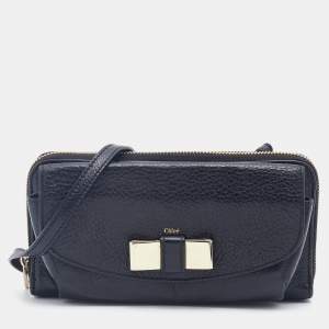 Chloe Black Leather Lily Clutch Bag