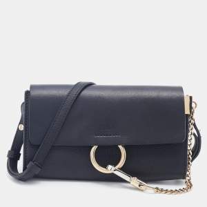 Pre Owned Chloe Black Leather and Suede Mini Faye Crossbody Bag