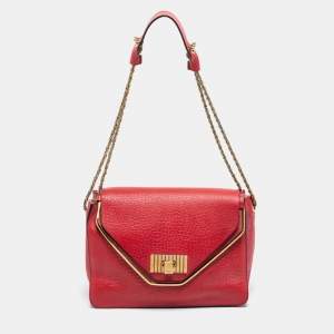 Pre Owned Chloe Red Leather Medium Sally Flap Shoulder Bag