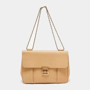 Pre Owned Chloe Beige Leather Large Elsie Shoulder Bag