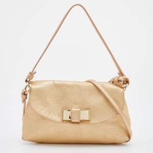 Pre Owned Chloe Metallic Gold Leather Lily Crossbody Bag