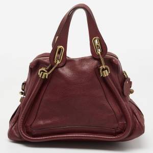 Pre Owned Chloe Burgundy Leather Medium Paraty Satchel