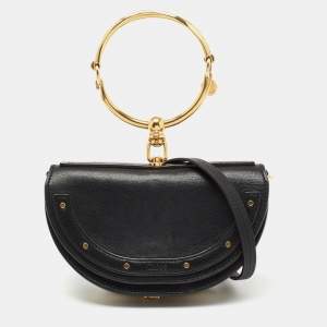 Chloe Black Leather Small Nile Bracelet Minaudière Crossbody Bag