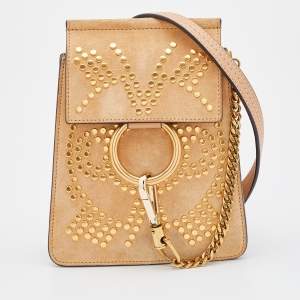 Chloé Beige Leather and Suede Mini Faye Crossbody Bag