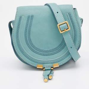 Pre Owned Chloe Mint Green Leather Mini Marcie Crossbody Bag