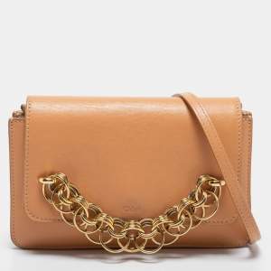 مملوكة مسبقًا Chloe Beige Leather Drew Bijou Clutch