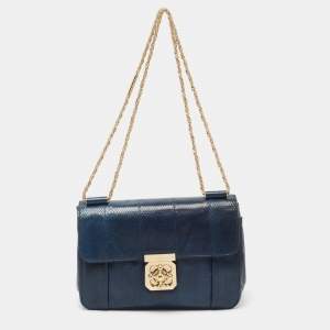 Pre Owned Chloe Blue Karung Medium Elsie Shoulder Bag
