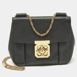 Pre Owned Chloé Black Leather Small Elsie Shoulder Bag
