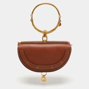 Chloé Brown Leather Nile Bracelet Minaudiere Crossbody Bag