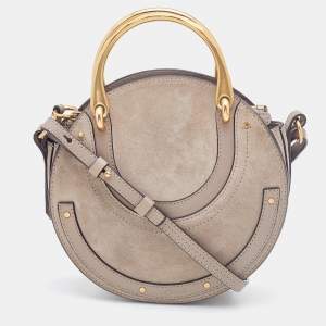 Pre Owned Chloe Grey Suede and Leather Pixie Shoulder Bag
