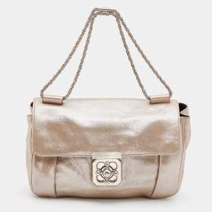 Pre Owned Chloe Metallic Suede Faye Flap Shoulder Bag