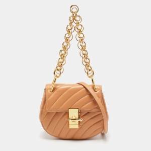Chloe Beige Leather Mini Drew Bijou Shoulder Bag