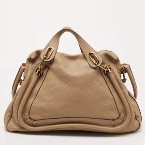 Pre Owned Chloe Beige Leather Large Paraty Satchel
