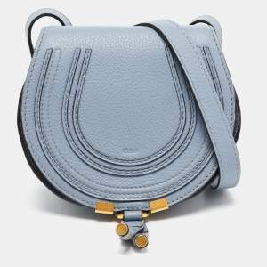 Pre Owned Chloe Blue Leather Mini Marcie Crossbody Bag