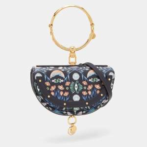 Chloe Multicolor Floral Print Leather Small Nile Bracelet Minaudiere Bag 