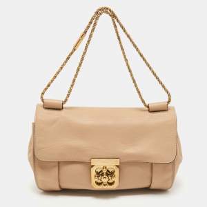 Pre Owned Chloe Beige Leather Medium Elsie Chain Shoulder Bag