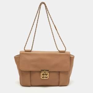 Chloe Brown Leather Large Elsie Shoulder Bag