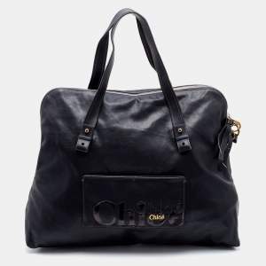 Chloe Black Leather Zip Weekender Bag