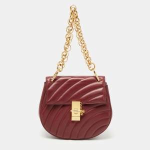 Chloe Burgundy Leather Medium Drew Bijou Shoulder Bag