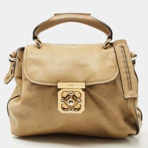 Pre Owned Chloe Olive Green Leather Elsie Top Handle Bag