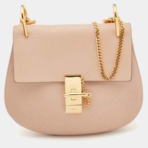 Pre Owned Chloe Light Peach Leather Medium Drew Shoulder Bag