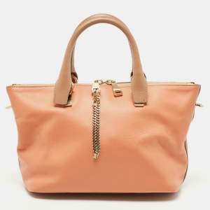 Pre Owned Chloe Beige/Peach Leather Small Baylee Tote