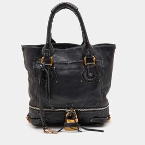 Pre Owned Chloe Black Studded Leather Paddington Tote