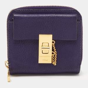 Chloe Purple Leather Drew Compact Wallet