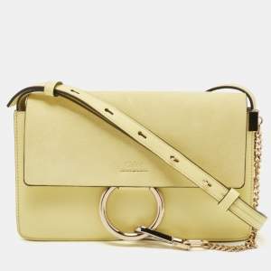 Chloe Yellow Leather and Suede Small Faye Shoulder Bag