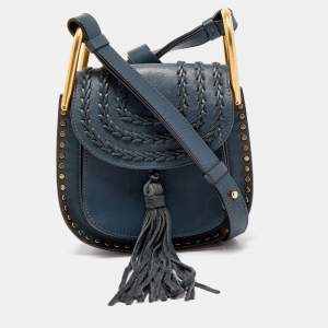 Pre Owned Chloe Dusky Blue Leather Mini Hudson Shoulder Bag