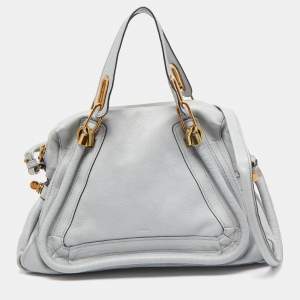 Pre Owned Chloe Light Blue Leather Medium Paraty Satchel