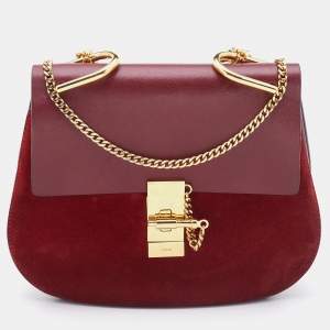Pre Owned Chloe Red Leather and Suede Medium Drew Shoulder Bag