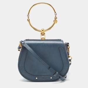 Chloe Teal Leather Small Nile Bracelet Crossbody Bag