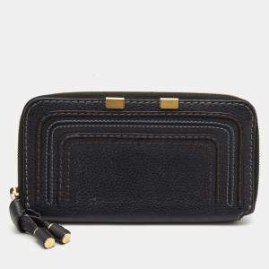 Chloe Black Leather Marcie Zip Around Continental Wallet