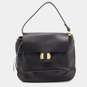 Pre Owned Chloe Black Leather Flap Top Handle Bag