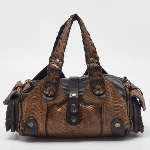 Pre Owned Chloe Brown Python and Leather Silverado Satchel