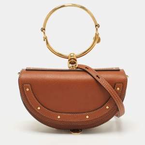 Chloé Brown Leather Nile Bracelet Minaudiere Crossbody Bag