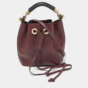 Pre Owned Chloe Burgundy Leather Gala Drawstring Bucket Bag