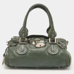 Pre Owned Chloe Green Leather Medium Paddington Satchel