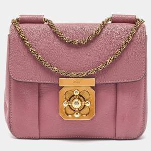 Pre Owned Chloé Pink Leather Small Elsie Shoulder Bag