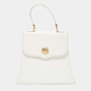 Chloe White Textured Leather Top Handle Bag
