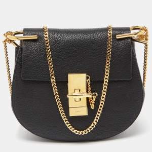 Pre Owned Chloé Black Leather Mini Drew Chian Shoulder Bag