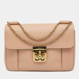 Pre Owned Chloe Beige Leather Medium Elsie Shoulder Bag