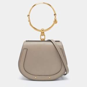 Chloe Beige Leather and Suede Small Nile Bracelet Crossbody Bag